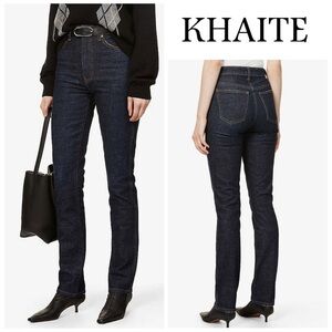 KHAITE Dark Indigo High-Rise Straight Leg Jeans